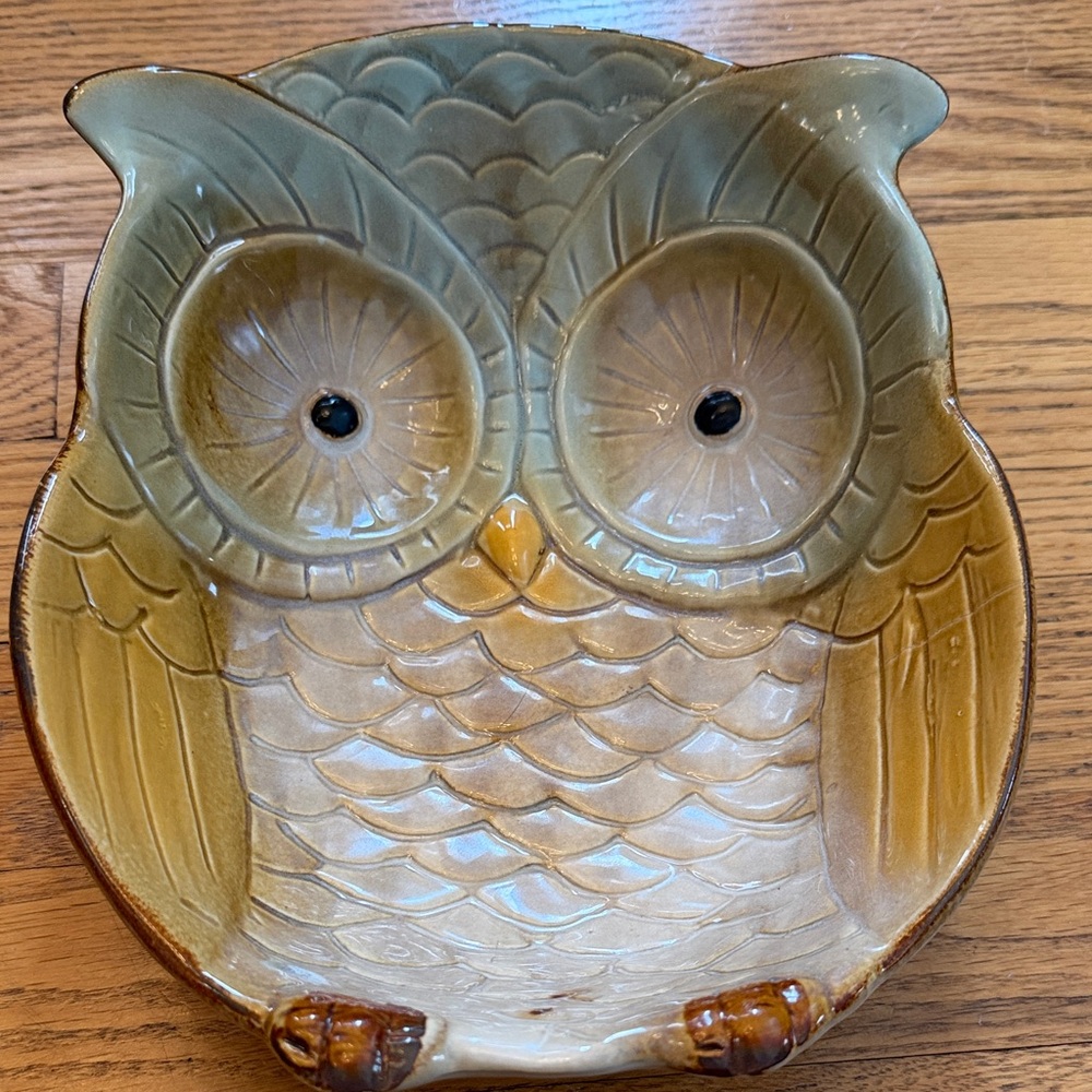 Ceramic Owl Dish Art - Green and Brown - Picture 13 of 13